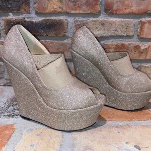 Diji Girls Champagne Gold Platform Wedge